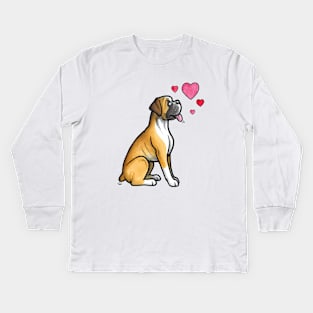 Boxer love (fawn) Kids Long Sleeve T-Shirt